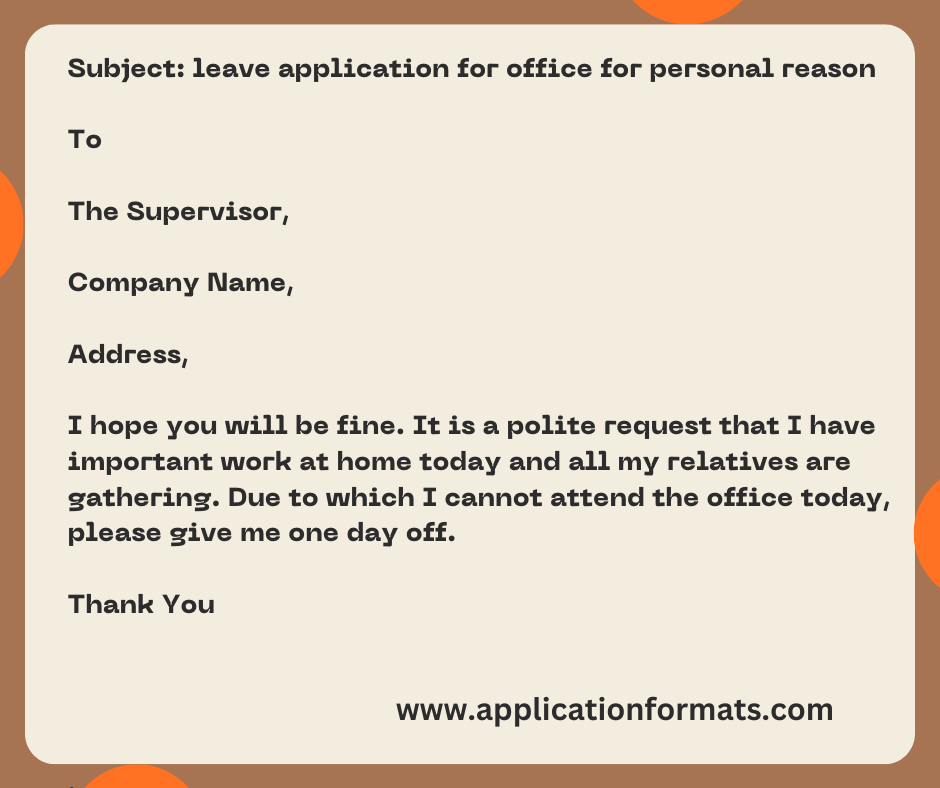 Leave Application For Office For Personal Reason