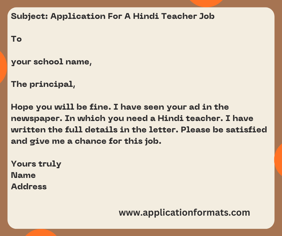 Application For A Hindi Teacher Job 