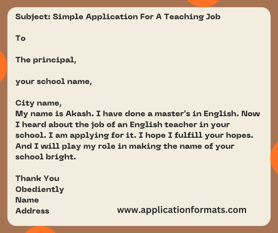 Simple Application For A Teaching Job