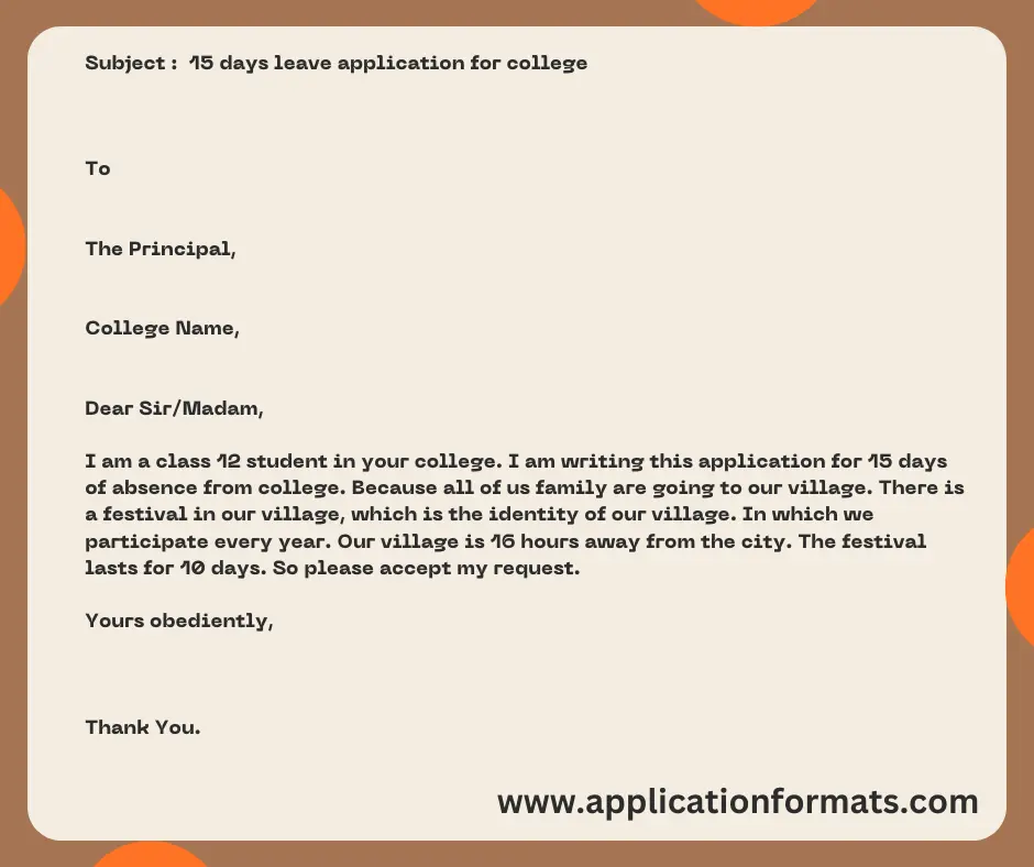 15 Days Leave Application For College 