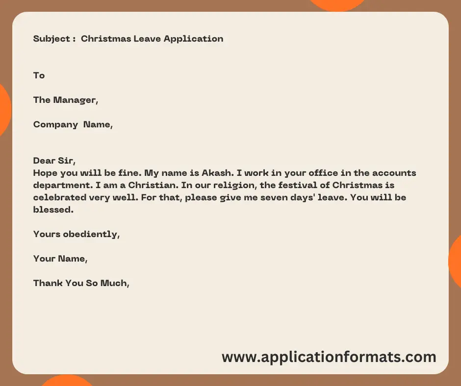 Christmas Leave Application